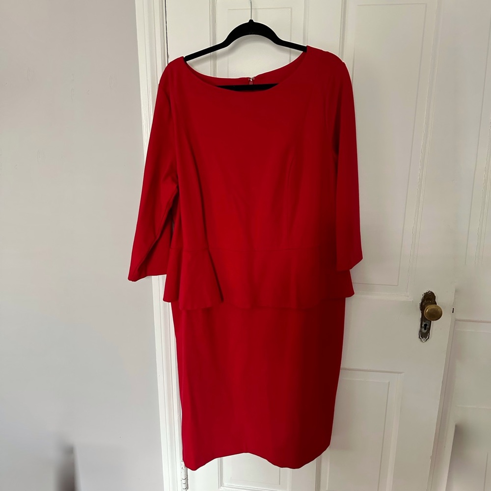 Gorgeous red peplum Talbots dress 18W career cocktail office party